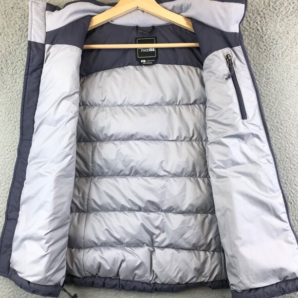 North Face Women Puffer Coat Vest Full Zip 700 Fill Goose Down Winter Purple S - Picture 4 of 13